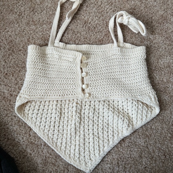 Cream Crochet Knit Top urban outfitters - Picture 4 of 4